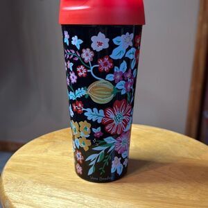 Vera Bradley floral travel mug cup tumbler black red coffee tea